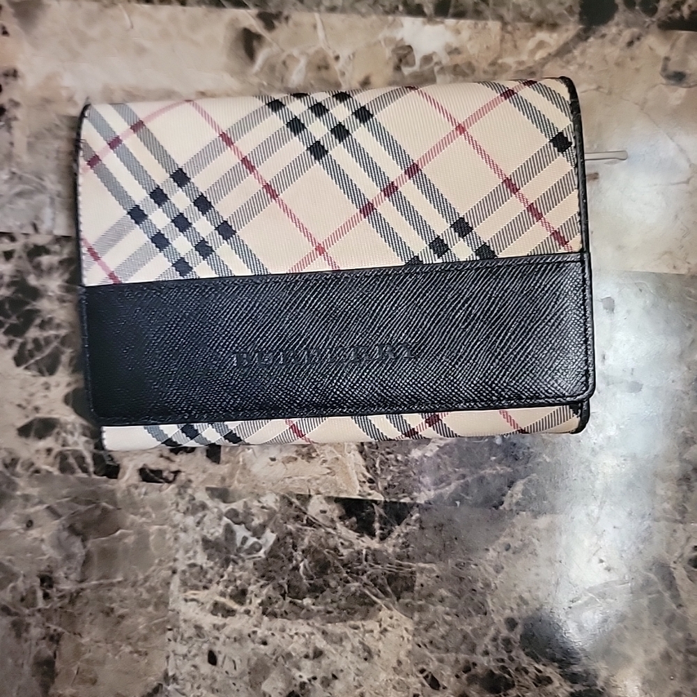 Burberry Plaid Wallet with Black Trim